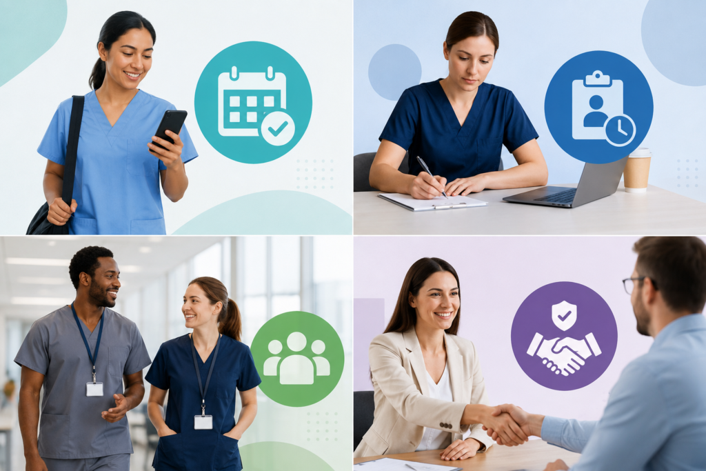 Dental staffing models — per diem shift pickup, temporary assignment, long-term placement and temp-to-hire hiring